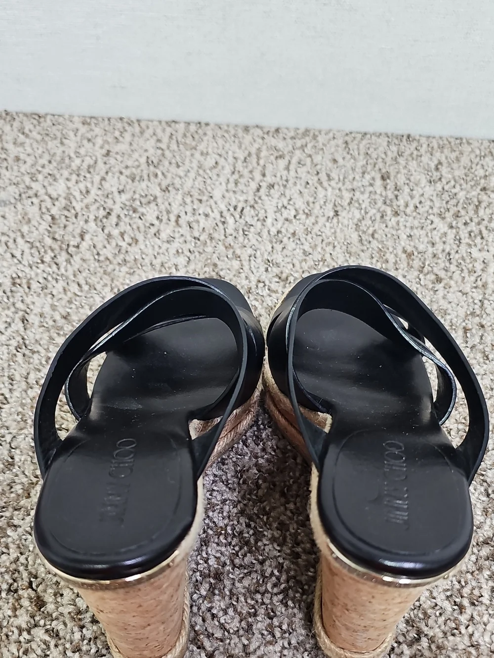 JIMMY CHOO PRISMA VACHETTA CORK WEDGE SANDALS BFPM-07-204